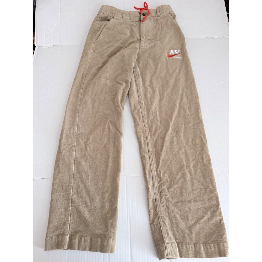 Nike Sportswear Corduroy Pants Mens 28 Khaki Tan Drawstring Logo DQ5184-247